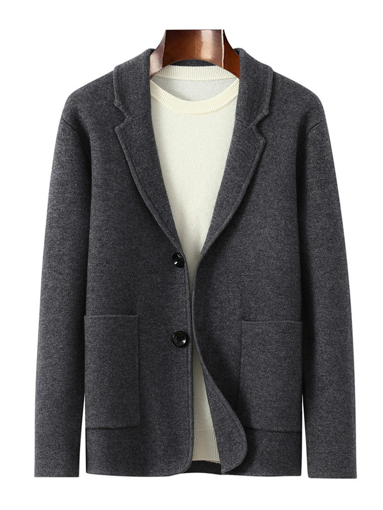 秋冬双面纯羊绒西服外套男士修身短款羊绒大衣新品呢子小西装
