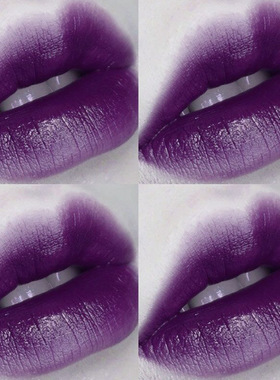 欧美风烟熏妆紫色口红梅子色深蓝色妖姬系哑光葡萄紫浆果色唇膏女