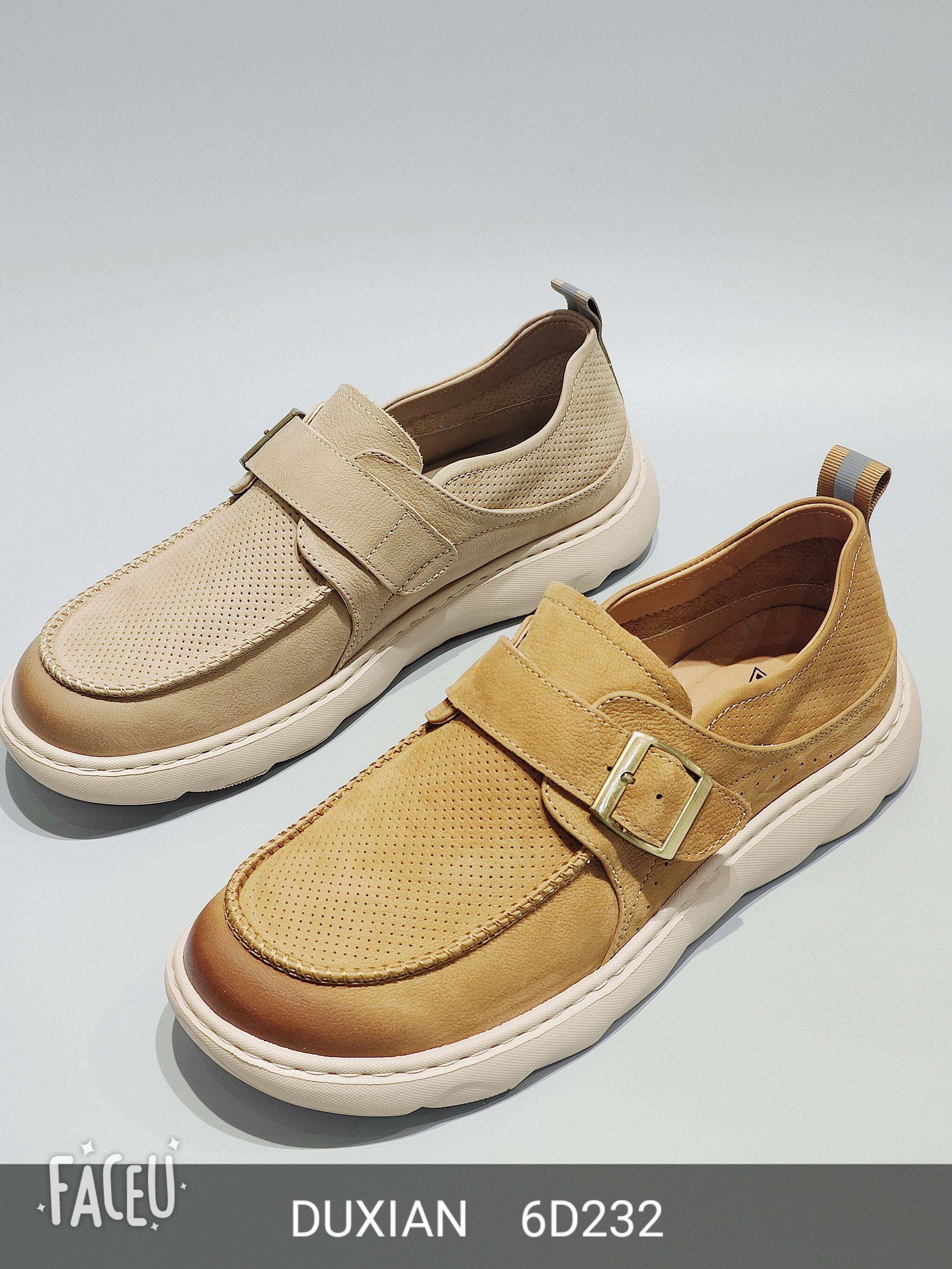 渡贤春夏时尚休闲鞋乐褔鞋真皮透气轻质圆头搭扣一脚蹬舒适爆款