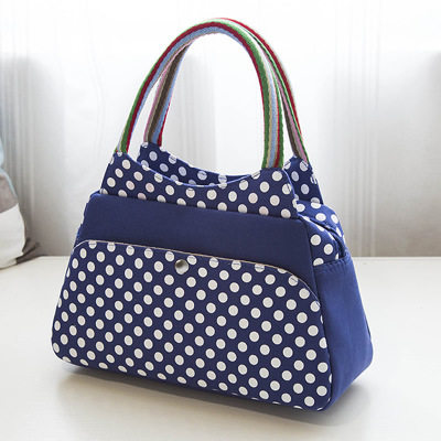 新款女包韩版时尚手拎包撞色波点小提包布艺小包包百搭帆布包