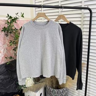 简约休闲舒适「磨毛柔软圆领套头」长袖 卫衣女E6278