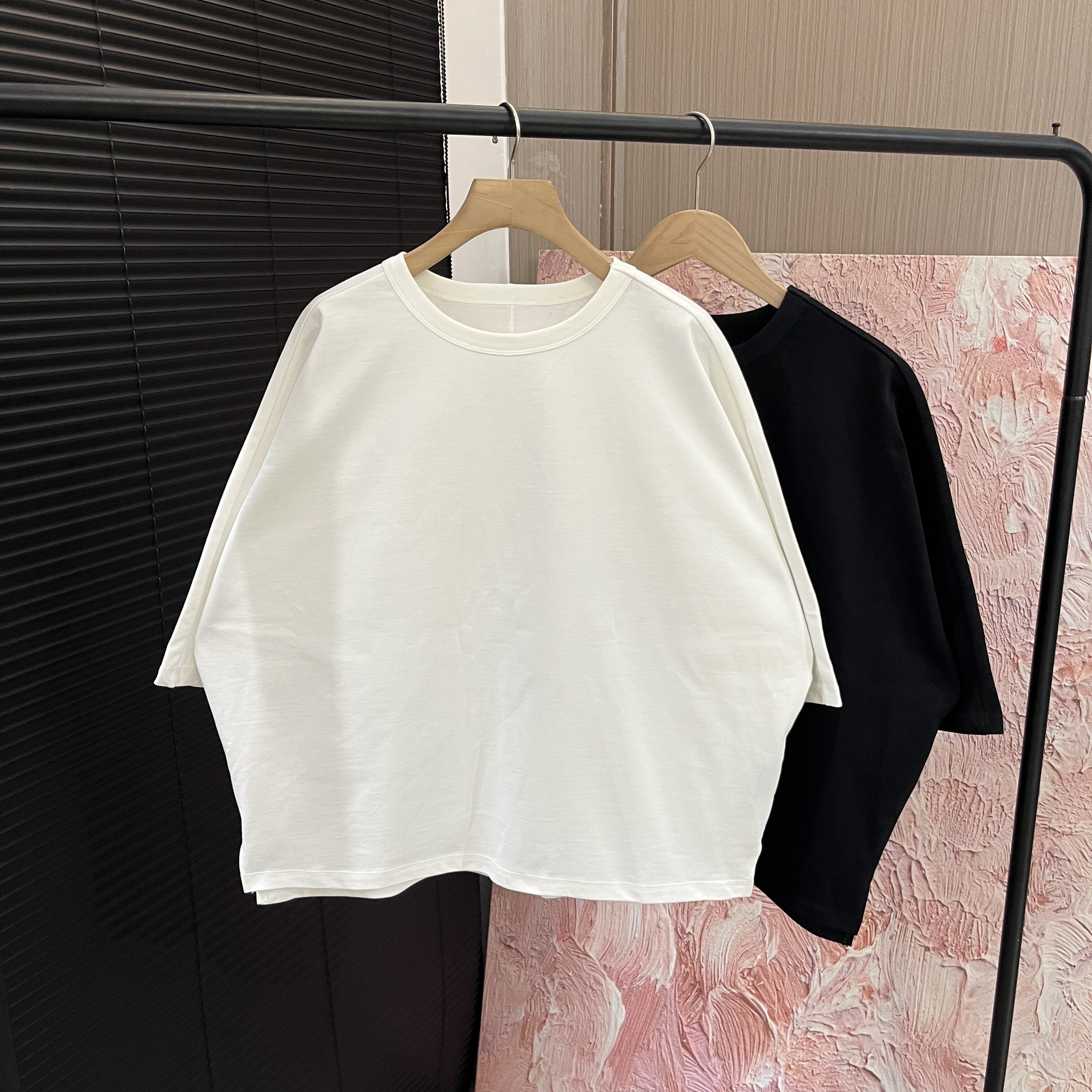 「木佐严选」重磅棉料蝙蝠袖休闲宽松套头短袖T恤女E7698