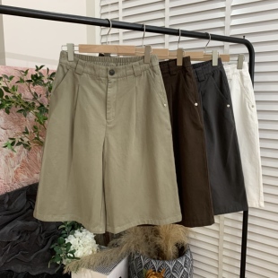 简约气质「直筒休闲工装 女E6587 」显瘦休闲五分中裤