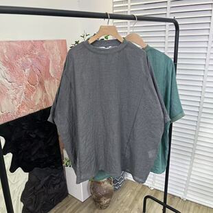 女E5942 衬衫 夏日宽松简约「套头薄款 舒适简约」短袖