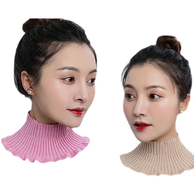 NECK FEMALE RED SPRING AUTUMN WARM NECK PROTECTOR NECK SET VERSATILE DECORATION FALSE COLLAR SCARF KNITTED WOOL SOLID COLOR