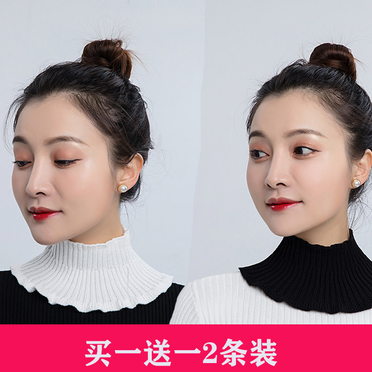 NECK FEMALE RED SPRING AUTUMN WARM NECK PROTECTOR NECK SET VERSATILE DECORATION FALSE COLLAR SCARF KNITTED WOOL SOLID COLOR