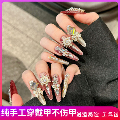 重工奢华满钻旋转烟花手工穿戴甲