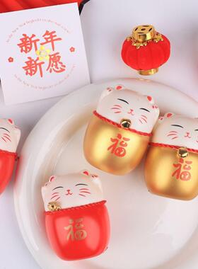 塑料招财猫福桶冬青挂件财神喜庆装饰金色红色猫年宵花配件花店