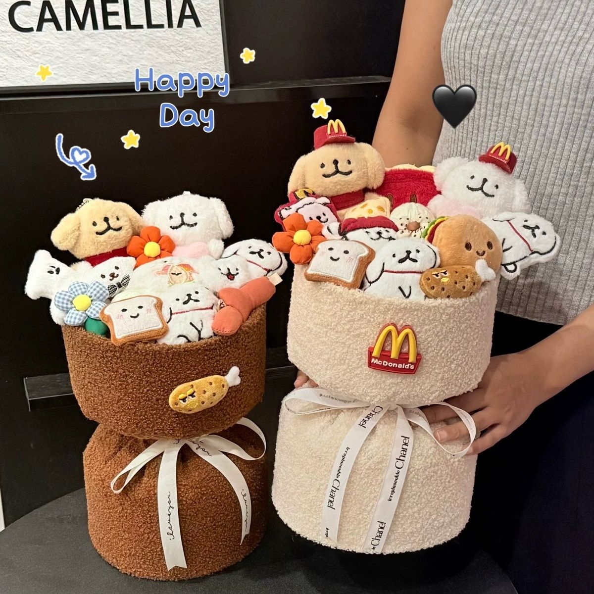 线条小狗玩偶花束男生日礼物女生闺蜜可爱创意送女友男友卡通公仔