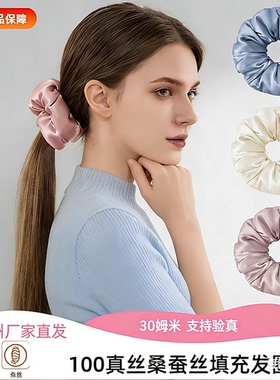 30姆重磅真丝发圈女桑蚕丝大肠发圈弹力发绳发饰质感高颜值填充款