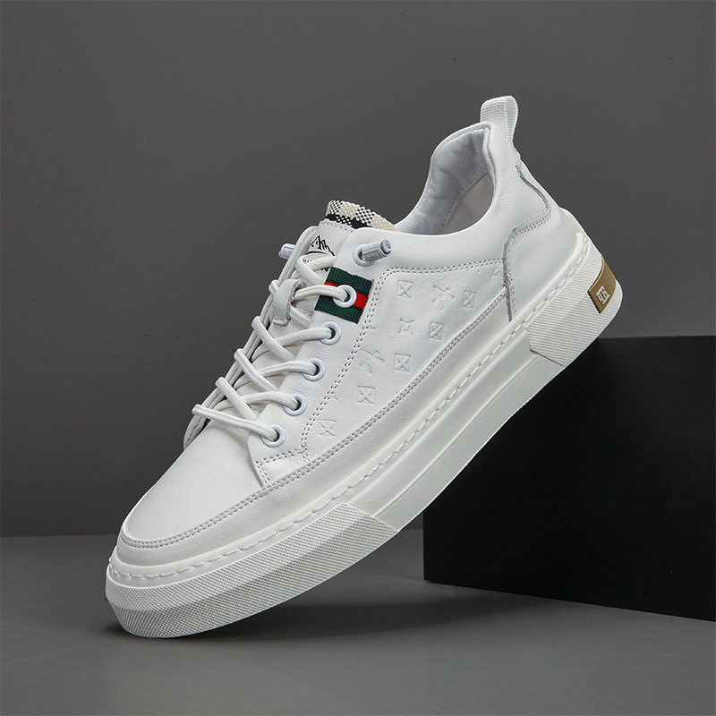 真皮小白鞋男2024秋季新款牛皮男鞋潮牌透气一脚蹬懒人休闲板鞋男