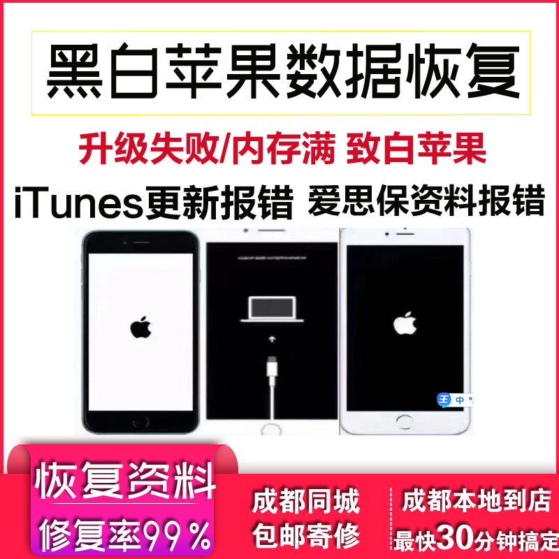 iPhoneX黑白平果定屏11pro78xs手机内存满升级失败保资料刷机维修