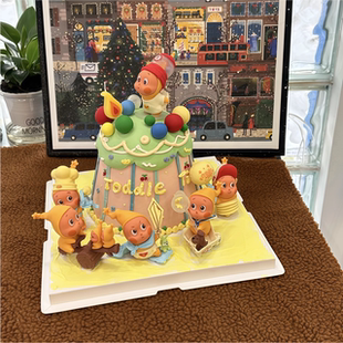 网红卡通吹蜡烛星星人蛋糕装饰摆件吹泡泡星星人儿童生日插牌插件