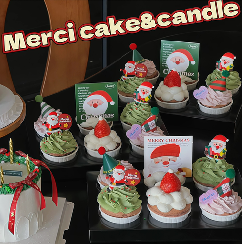2026圣诞节纸杯蛋糕装饰Merry Christmas圣诞老人雪人甜品插件