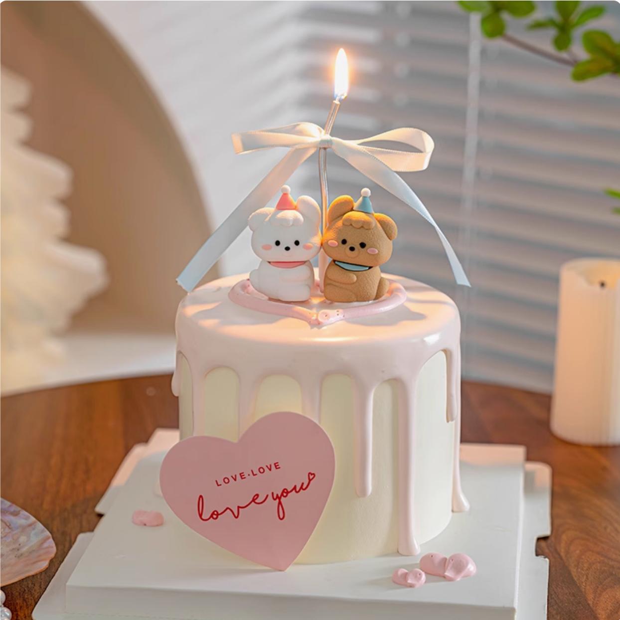 2.14情人节蛋糕装饰可爱修狗情侣摆件爱你爱心卡片2025告白插件