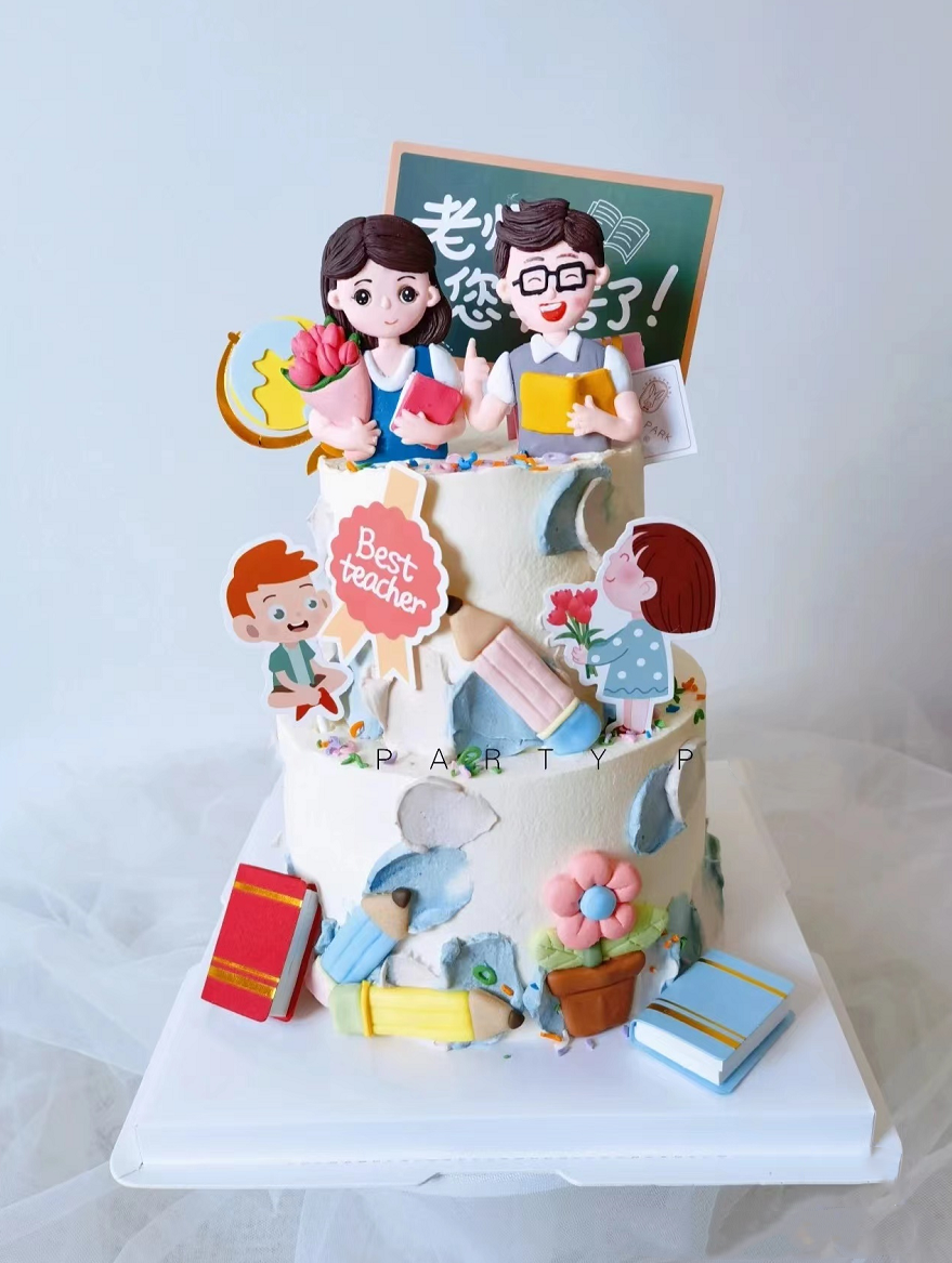 感恩教师节蛋糕装饰软陶人偶插件