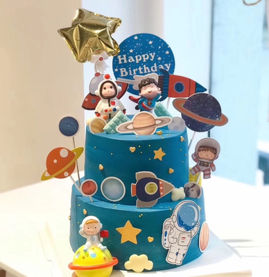 太空遨游航天梦想男生蛋糕装饰
