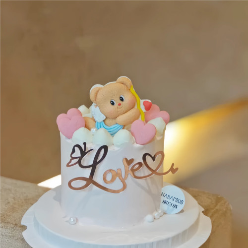 520情人节软陶丘比特黄油小熊蛋糕装饰摆件亚克力love爱心插件