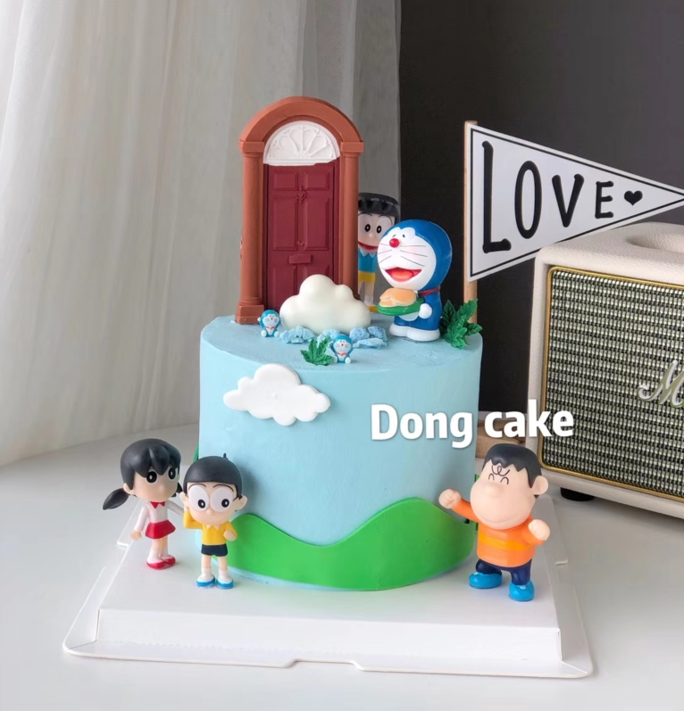 蛋糕装饰摆件儿童卡通万能机器猫大雄胖虎小杜卡通人物玩偶摆件手