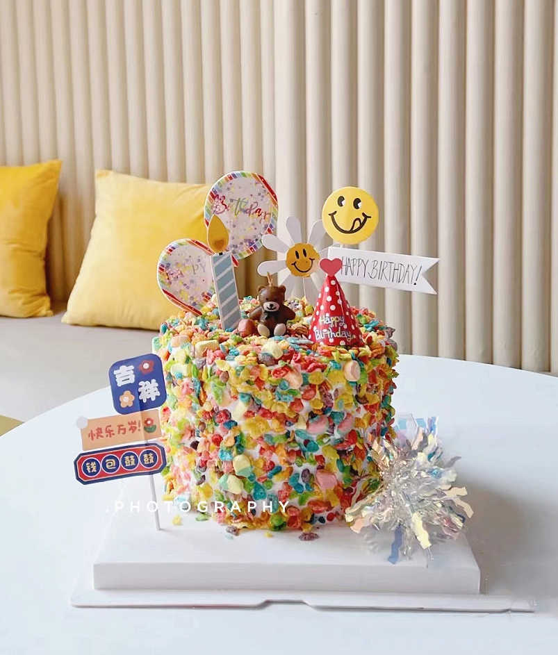 生日蛋糕装饰美国进口宝氏五彩水果麦片韩国麦圈甜品冰激凌装饰品