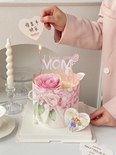母亲节蛋糕装饰MOM亚克力