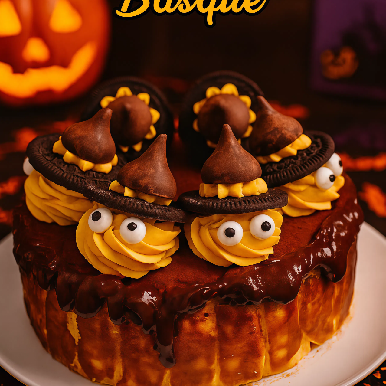 万圣节网红纸杯蛋糕装饰摆件黑色奥利奥饼干水滴帽巧克力眼睛糖珠