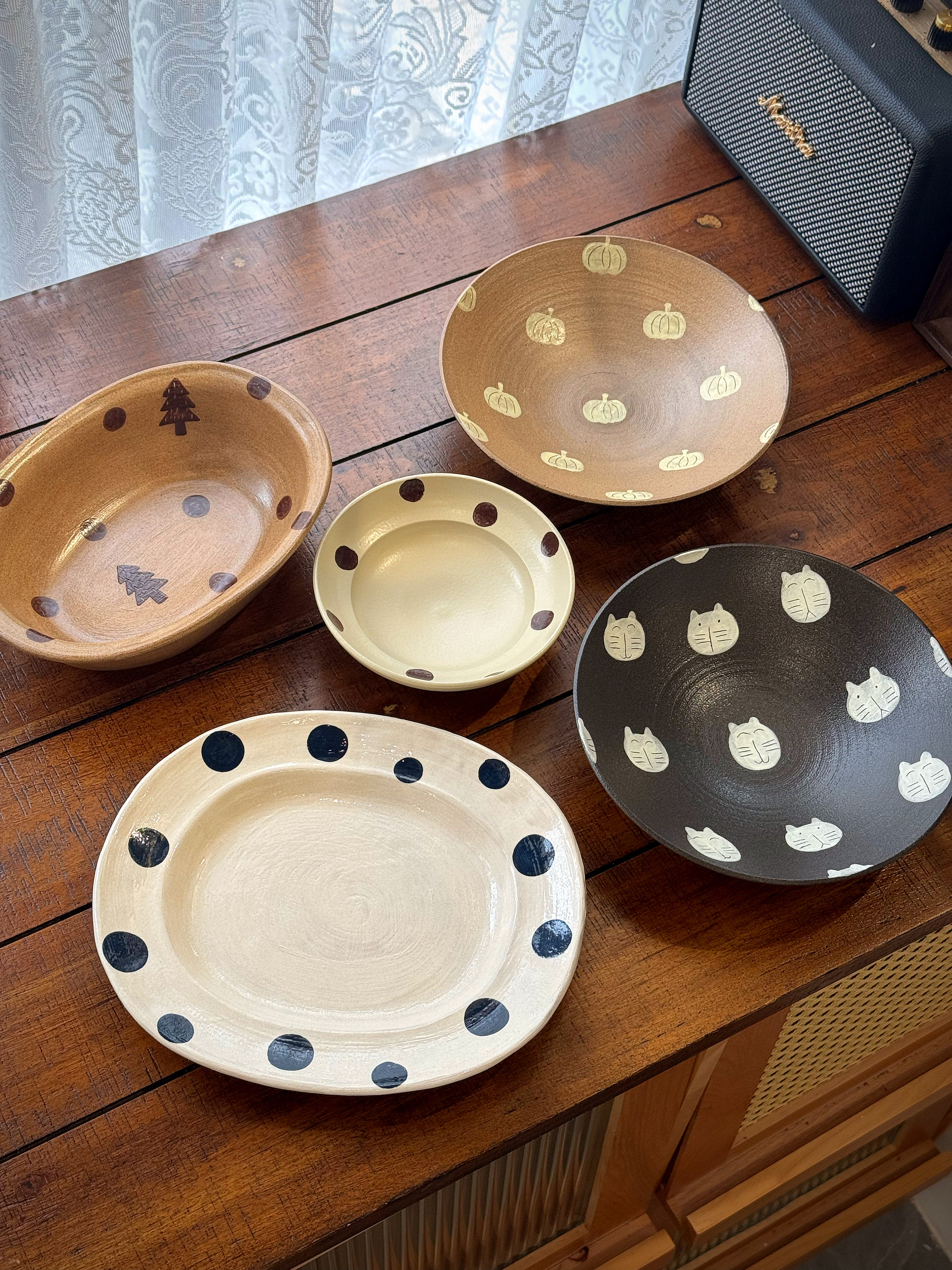 果萌餐器手绘粗陶陶瓷餐具釉下彩沙拉碗家用好看的餐盘菜盘早餐盘