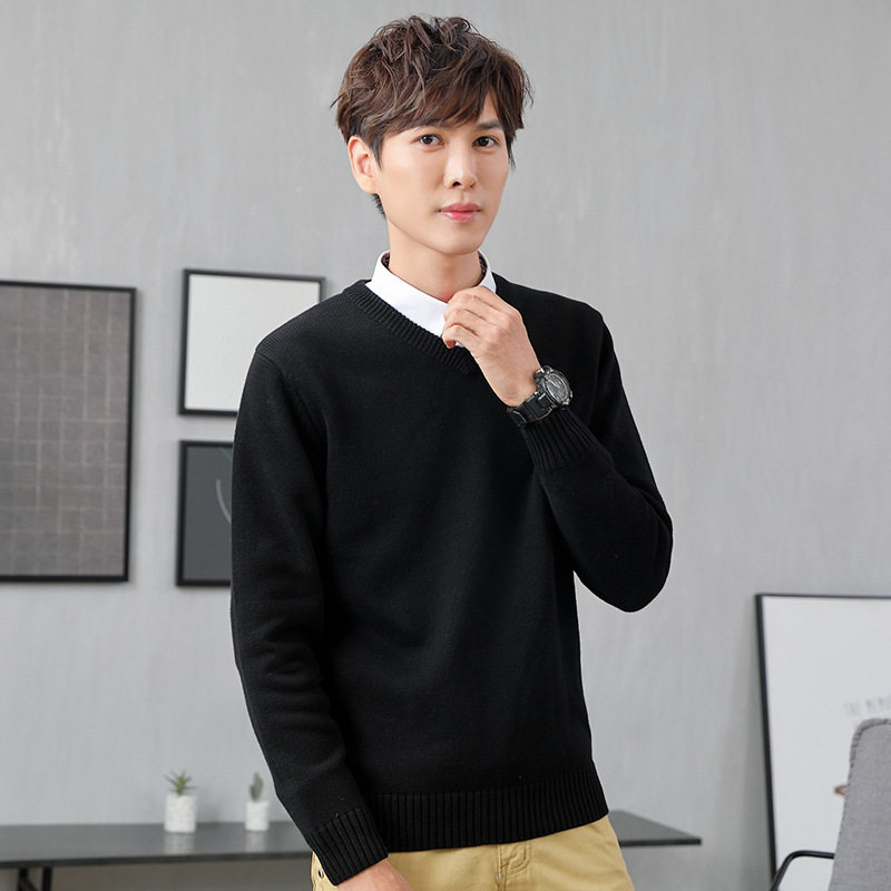 毛衣男V领套头秋冬新款青年学生长袖纯色韩版休闲商务打底针织衫,男装,针织衫/毛衣,淘宝优惠券,粉丝福利购,淘宝优惠卷
