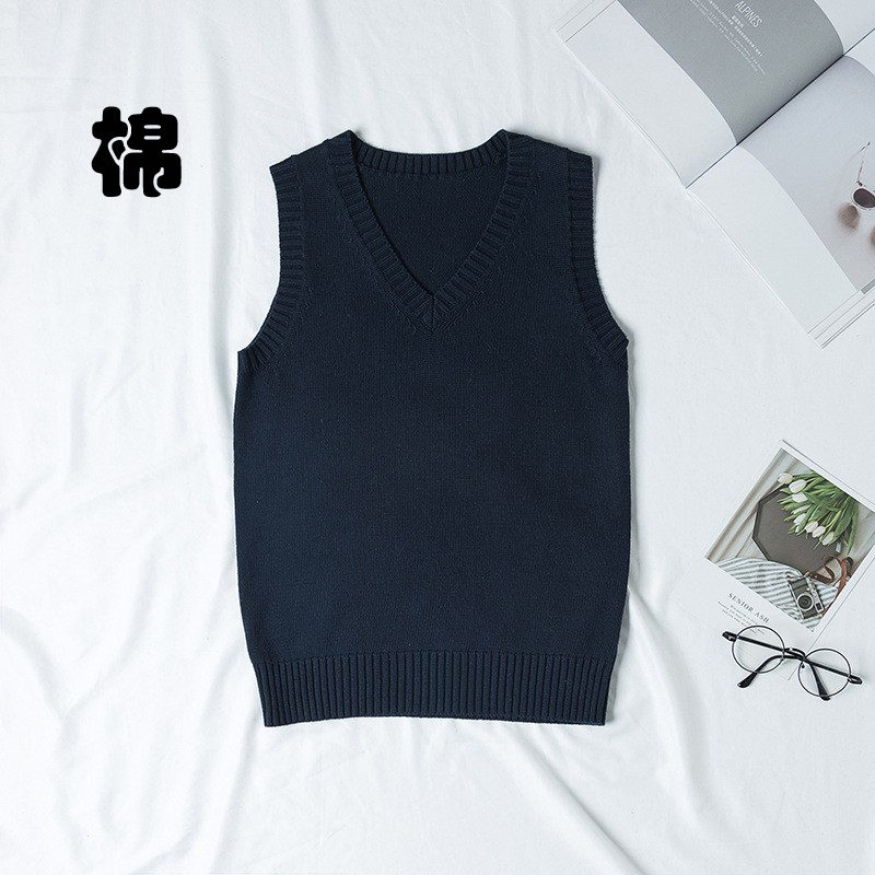 纯棉V领背心针织毛衣马甲男