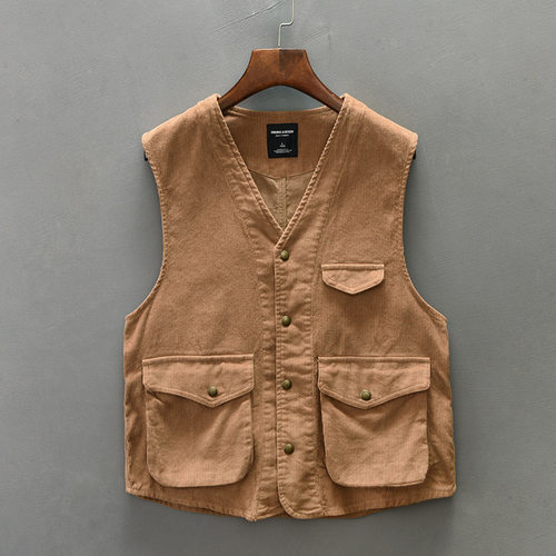 Z016男士秋季新款复古工装休闲马甲 一件代发