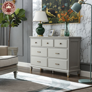 林恩美式实木七斗柜美式田园轻奢风客厅家具餐厅家具M04七斗柜