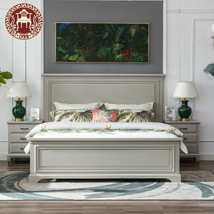 林恩美式实木双人床美式田园轻奢风卧室家具M02双人床