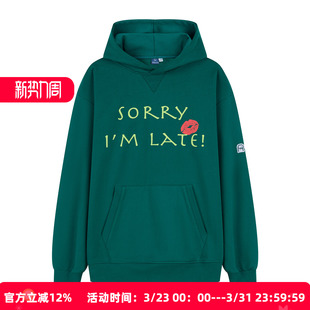 late休闲学院情侣宽松休闲长袖 连帽卫衣秋男女 黑喵像素sorry