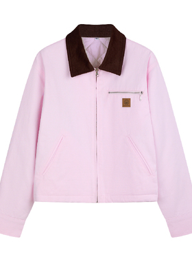 黑喵像素 粉色夹棉夹克外套短款休闲复古底特律上衣女秋冬