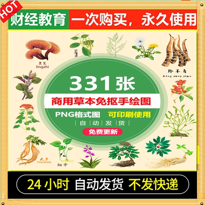 手绘线描草本植物养生草药226成分化妆品包装设计PNG免扣图素材植