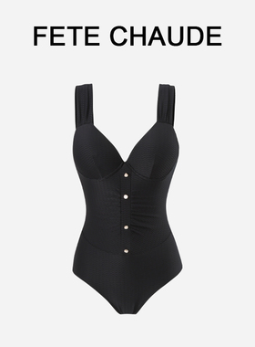 FETECHAUDE轻奢泳衣女连体法式V领性感露背冬度假海边拍照泡温泉