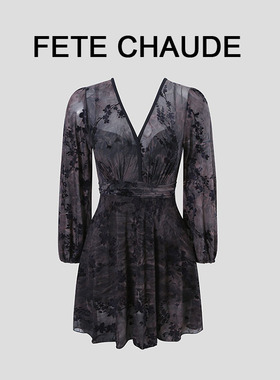 FETE CHAUDE游泳衣女高级连体泡温泉保守大码微胖mm海边度假蕾丝