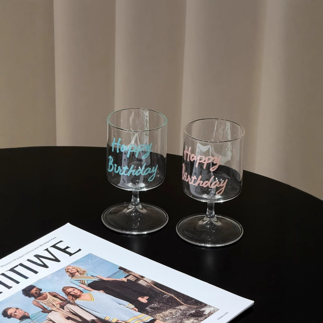 ins风手绘生日婚礼派对结婚闺蜜创意礼物家用酒杯果汁牛奶玻璃杯