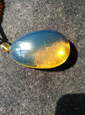 缅甸琥珀天空蓝带证书吊坠包邮