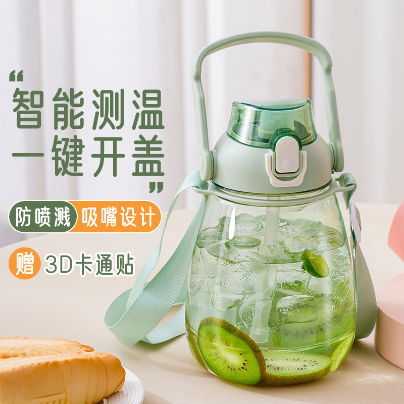 热水壶可泡茶的吸管杯大容量高颜值儿童学生运动子夏季塑料肚1.4L