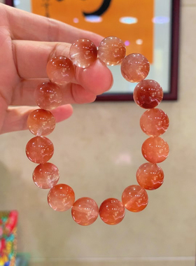 正品天然红兔毛水晶多宝手链手串男女款色泽艳丽通透明亮的晶体