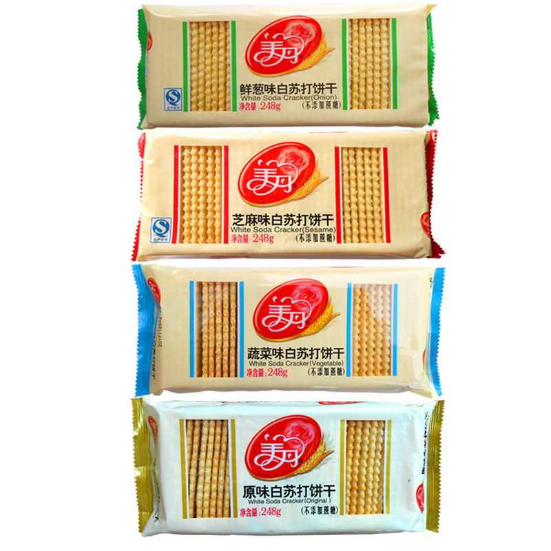美丹鲜葱味白苏打饼干无蔗糖饼干248g香脆饼干咸味小吃零食食品