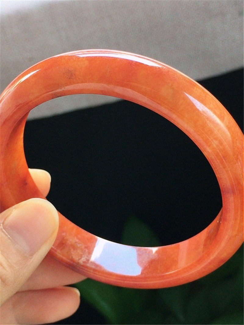 缅甸老坑冰种冰糯种红翡翡翠手镯女玉镯a货带证书58鸿运当头女镯a