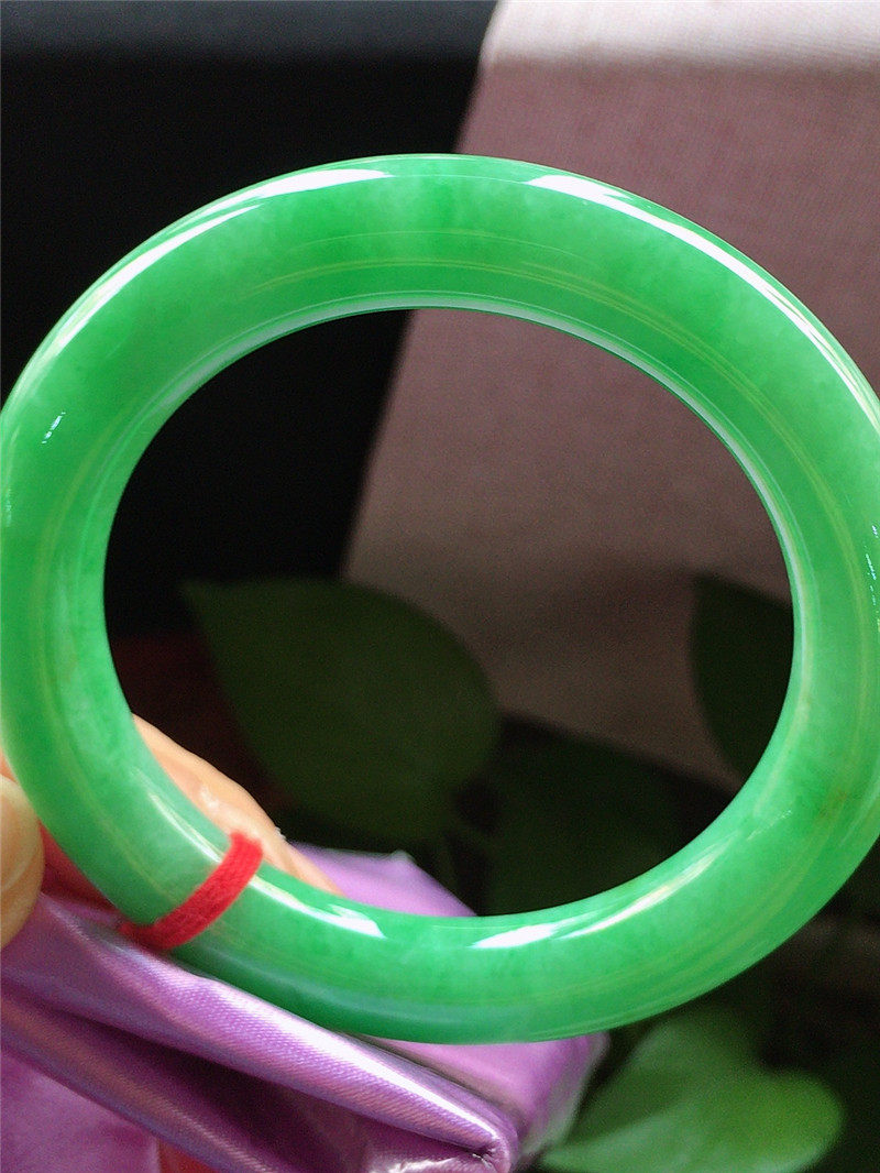 满绿阳绿帝王绿翡翠手镯女玉镯圆条53小圈玉石镯子女新品带证书女