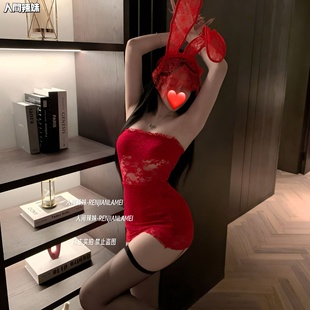 猫 圣诞节战袍蕾丝连衣包臀裙你 人间辣妹：风情红玫瑰 抹胸大码