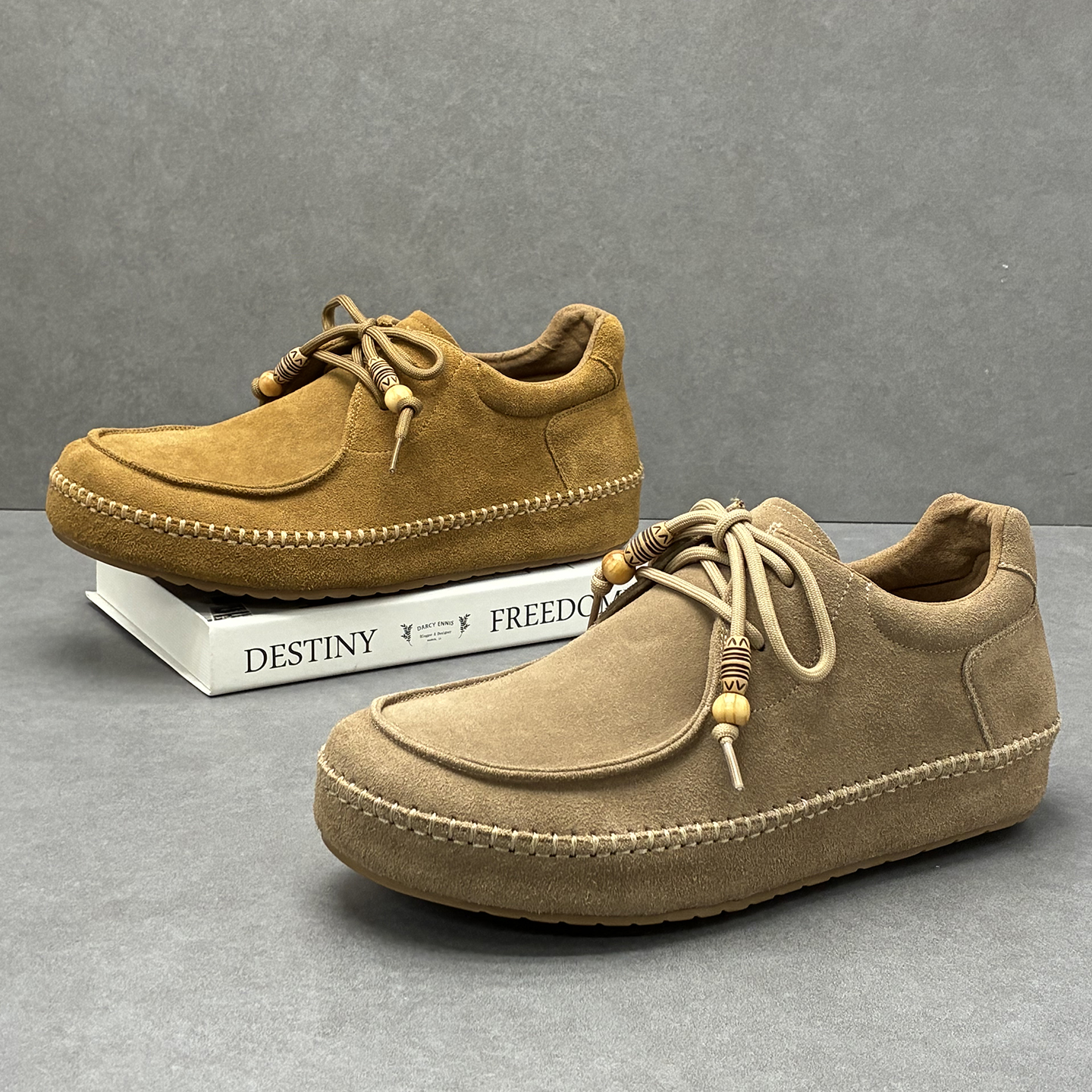 男鞋厚底反绒牛皮博肯休闲鞋男