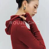 CHIC法式 红色连帽针织衫 女早春季 ROUJE 修身 显瘦内搭打底毛衣上衣