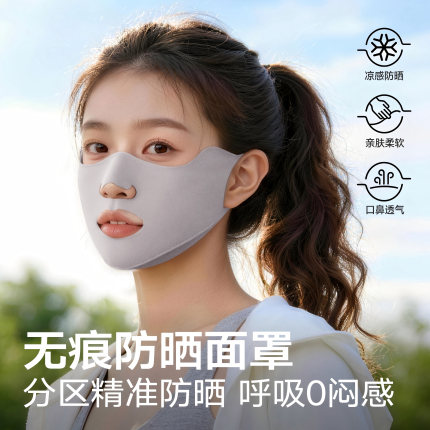 夏季防晒口罩户外防紫外线女高颜值骑行跑步运动透气全脸冰丝面罩