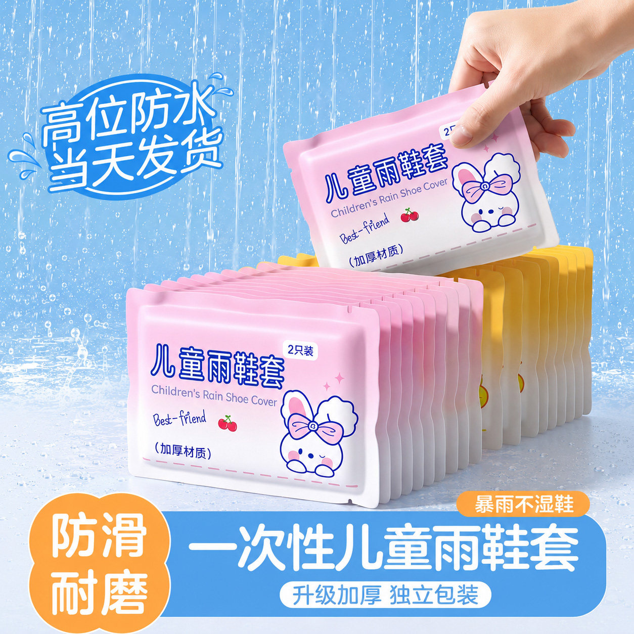 儿童一次性雨鞋套防水防滑高筒加厚耐磨便携旅行成人防雨外穿雨靴