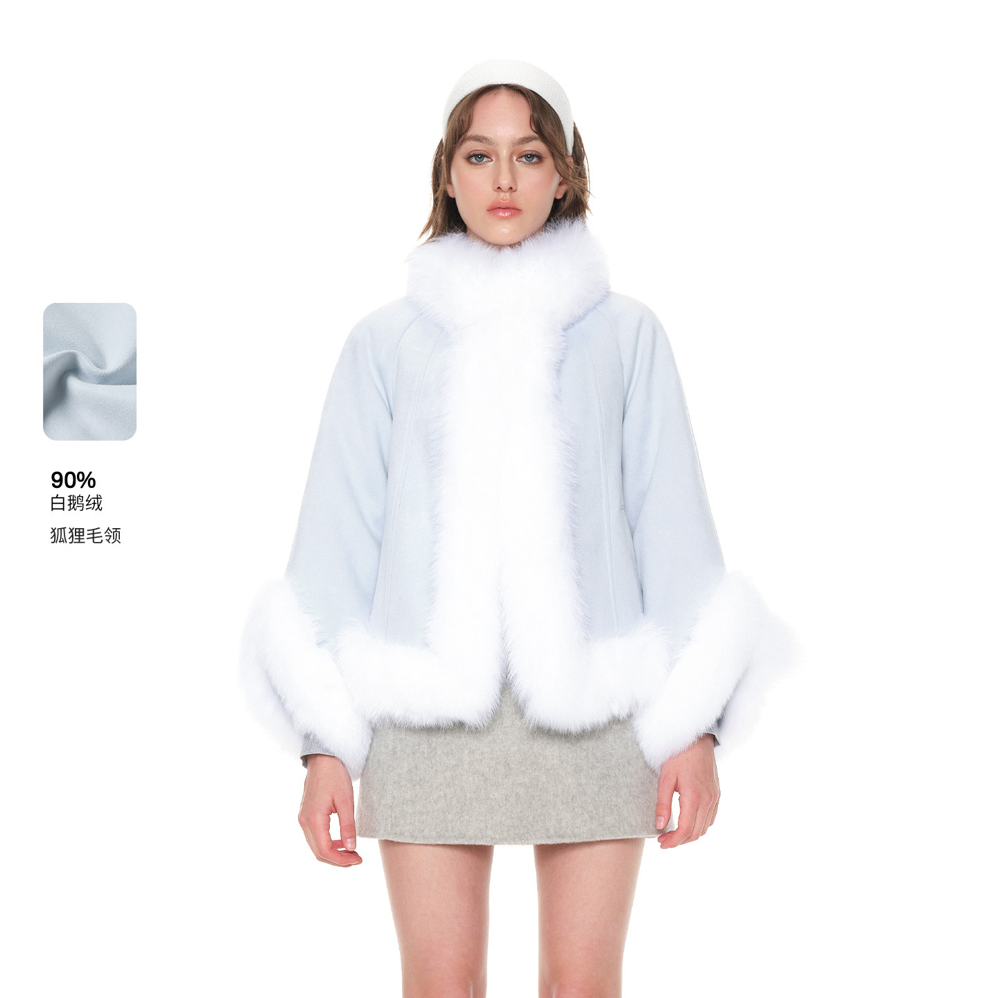 糖力狐狸毛领90白鹅绒羽绒服外套